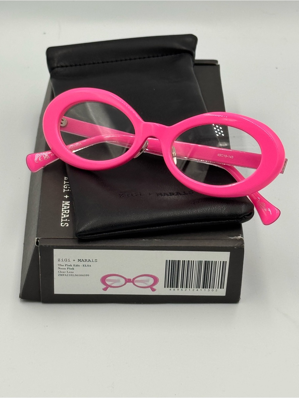 ZiGi + MARAiS The Pink Edit ELSA Neon Pink Oval Glasses Clear Lens New In Box